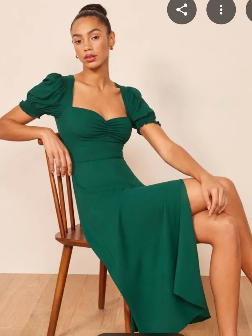 Reformation The Lacey Midi Dress Emerald Green Sweetheart NWT 12